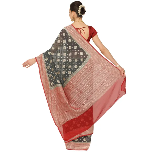 Grey_Khaddi_Georgette_Banarasi_Sarees_For_Women