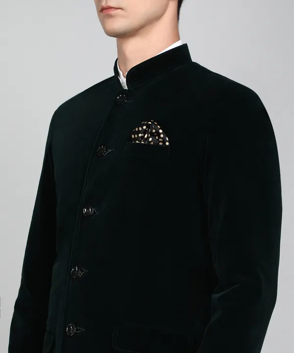 Bottle_Green_Velvet_Solid_Bandhgala