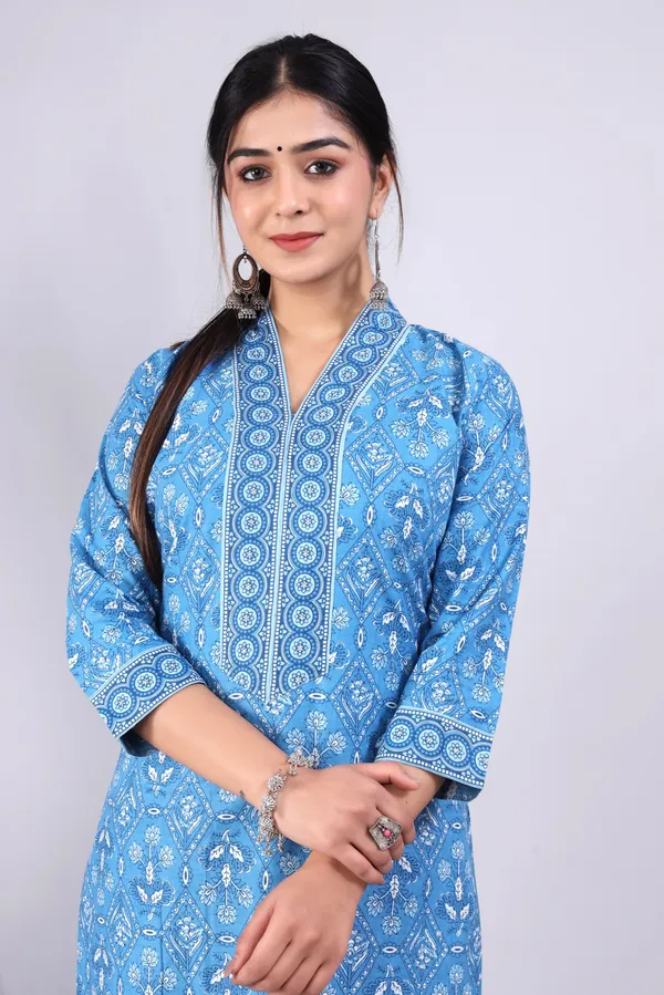 Blue_Pure_Cotton_Printed_Casual_Wear_Kurti_For_women
