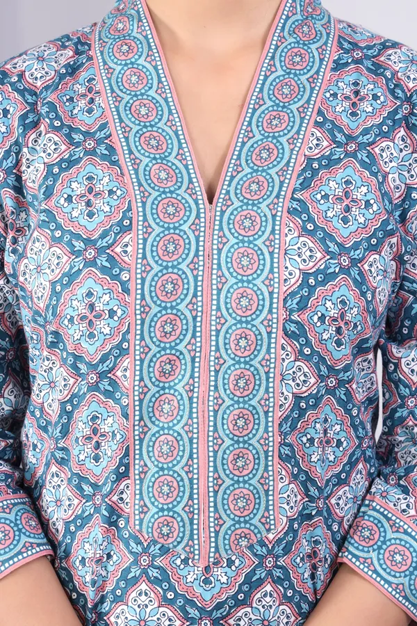 Turkish_Blue_Pure_Cotton_Printed_Casual_Wear_Kurti_For_Women