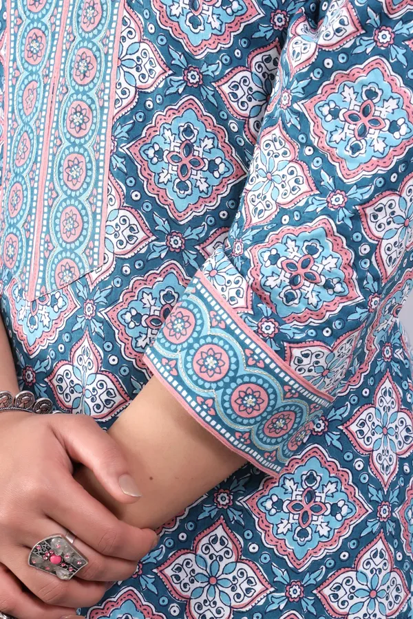 Turkish_Blue_Pure_Cotton_Printed_Casual_Wear_Kurti_For_Women