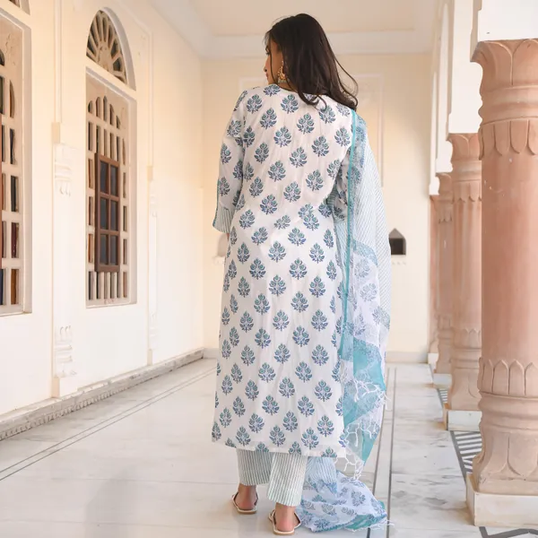 White_Cotton_Printed_Kurta_Set
