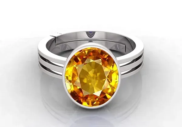 Yellow_Pukhraj_Created_Sapphire_Gemstone_Gold_Plated_Ring_For_Men_&_Women_From_4.25_Ratti_To_20.25_Ratti