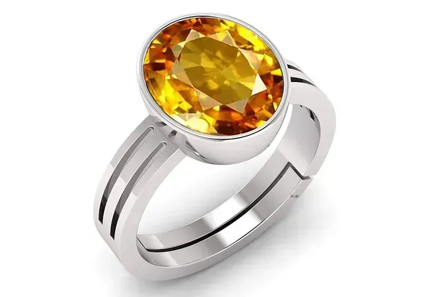 Yellow_Pukhraj_Created_Sapphire_Gemstone_Gold_Plated_Ring_For_Men_&_Women_From_4.25_Ratti_To_20.25_Ratti