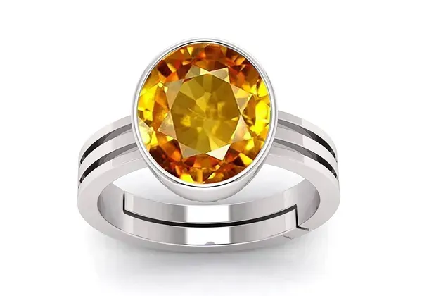 Yellow_Pukhraj_Created_Sapphire_Gemstone_Gold_Plated_Ring_For_Men_&_Women_From_4.25_Ratti_To_20.25_Ratti