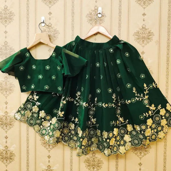 Green_Sequins_Embroidered_Georgette_Silk_Lehenga_Choli_Set_For_Girls