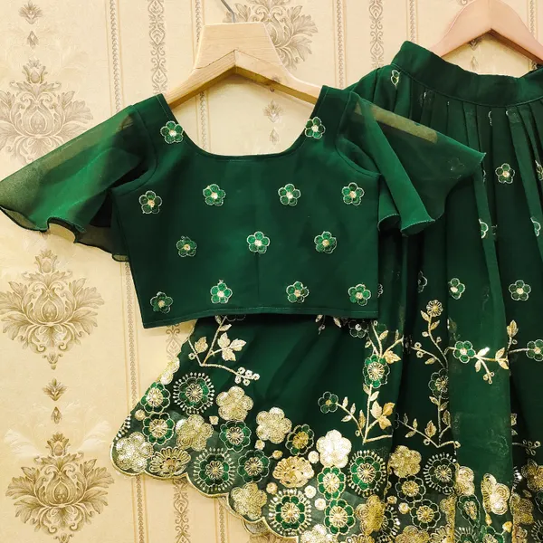 Green_Sequins_Embroidered_Georgette_Silk_Lehenga_Choli_Set_For_Girls