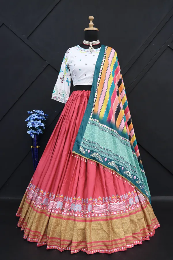 Maroon_White_Lehenga_Choli_With_Mirror_Work_And_Attached_Multi_Dupatta