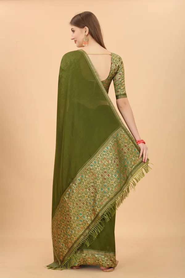 Sea_Green_Colour_Vichitra__Silk__Embroidered_Saree_With_Jacquard_Blouse_Piece