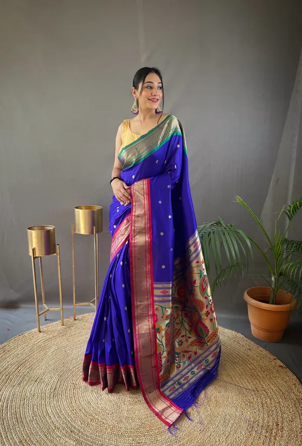 Violet_Paithani_Silk_Woven_Saree