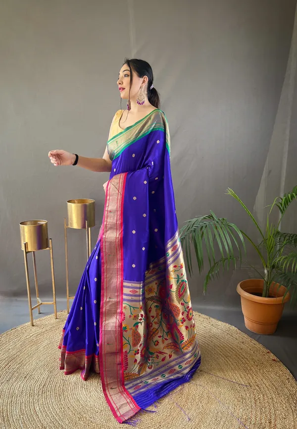 Violet_Paithani_Silk_Woven_Saree