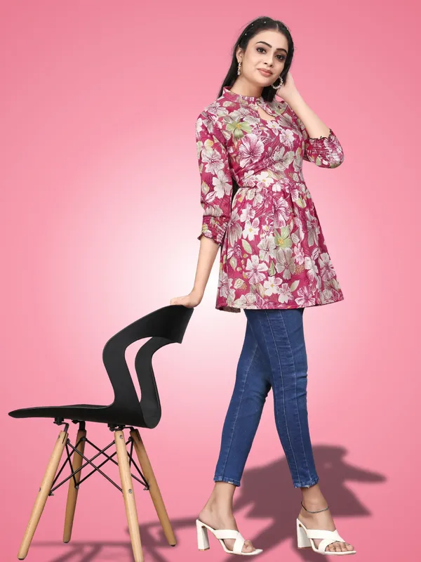 Pink_Classic_Rayon_Solid_Trendy_Tops