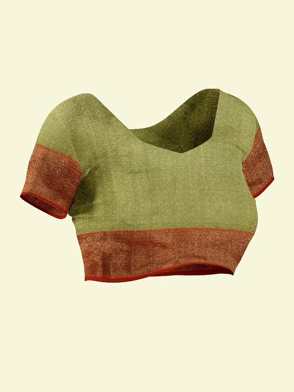 Green_Cotton_Blend_Banarasi_Sarees_For_Women