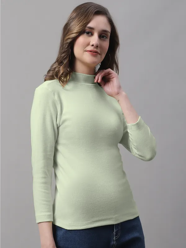 Pista_Cotton_Rib_Turtle_Neck_Long_Sleeve_Top_For_Women