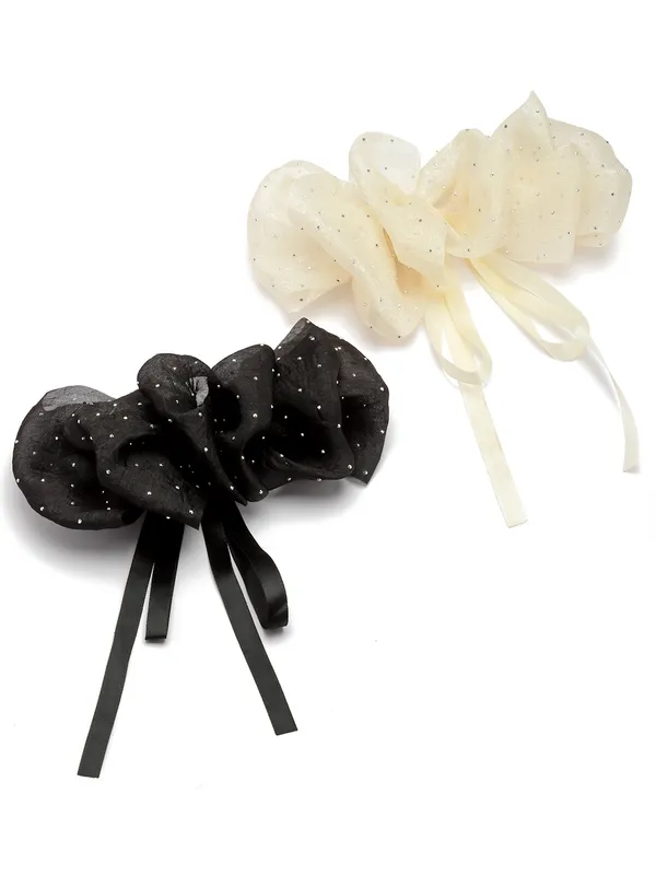 Vogue_Hair_Accessories_Black_And_Off_White_Fancy_Party_Bow_Hair_Clip_Back_Clip_For_Girls_and_Women_Set_Of_2
