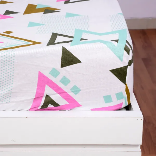 Moderangles_Bedsheet_For_Double_Bed_Elastic_Fitted_Cotton_Sheet_With_2_Pillow_Cover_(150_x_200_CM)_Morning_Glory
