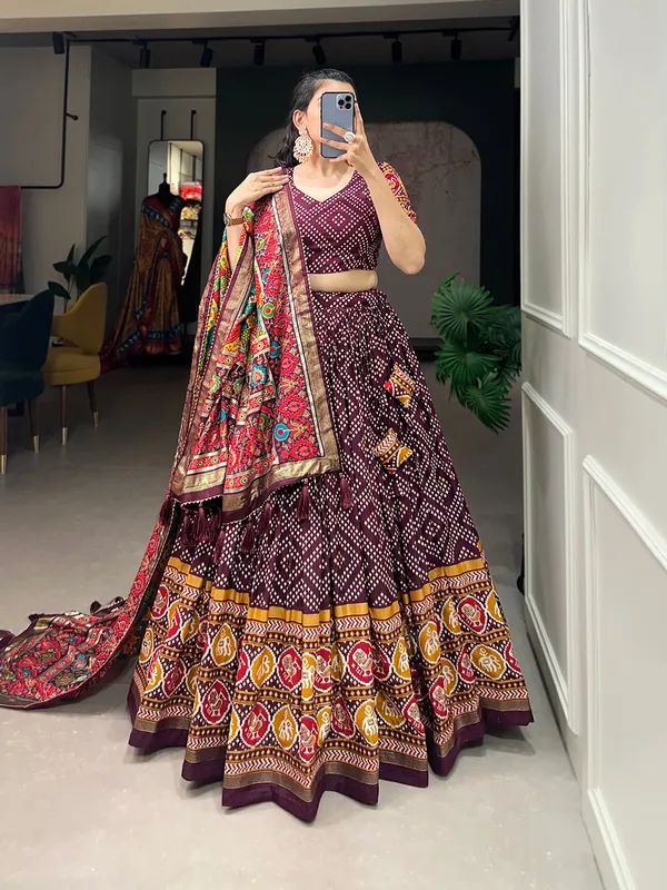 Wine_Premium_&_Elegant_Dola_Silk_Lehenga_Choli_For_Women