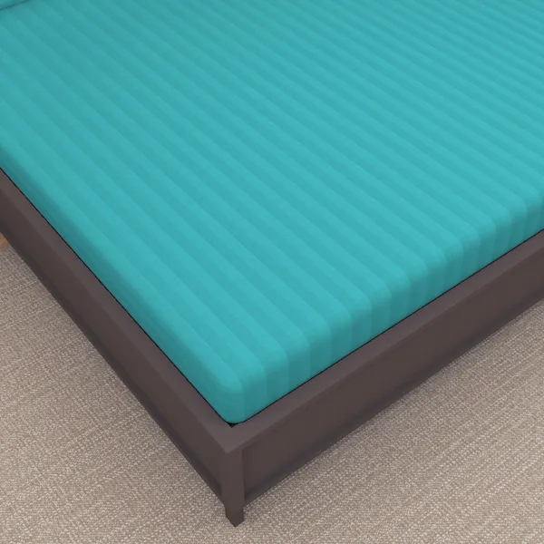 _100%_Cotton_220_TC_Italian_Stripes_Flat_King_Size_Bedsheet_With_2_Pillow_Cover_(108_x_108_Inch,_TURQ_BLUE)