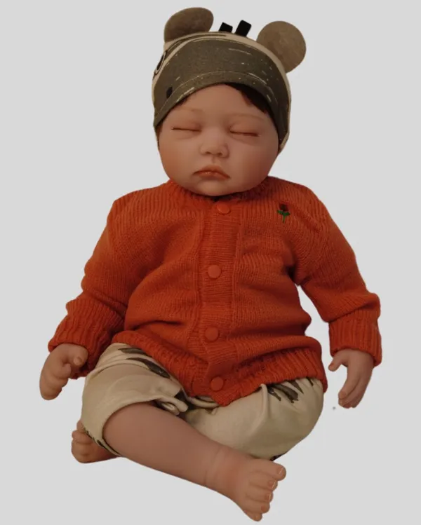 Brown_Sweater_Round_Neck_Cardigan_For_Baby(_Front_Open)