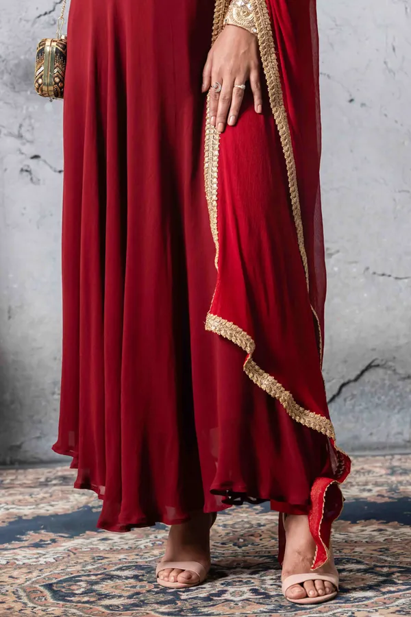 Anarkali_Style_Georgette_Maroon_Women_Suit