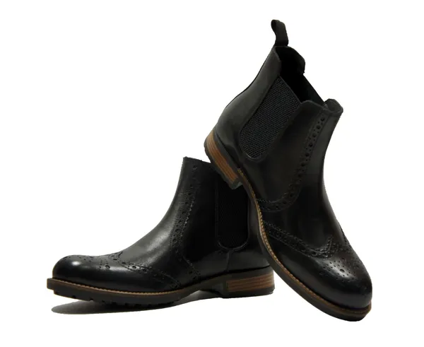 Black_Genuine_Leather_Men's_brogue_Chelsea_Boots_For_Casual_&_Party_Wear
