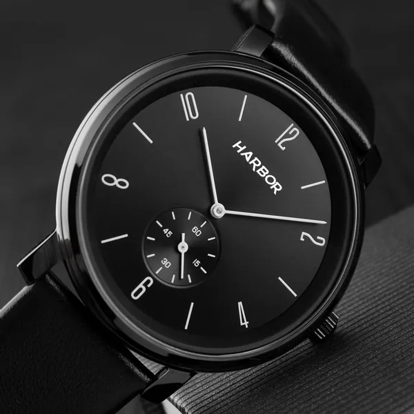 Black_Leather_Wrist_Watch_For_Men_|_Harbor_Analog