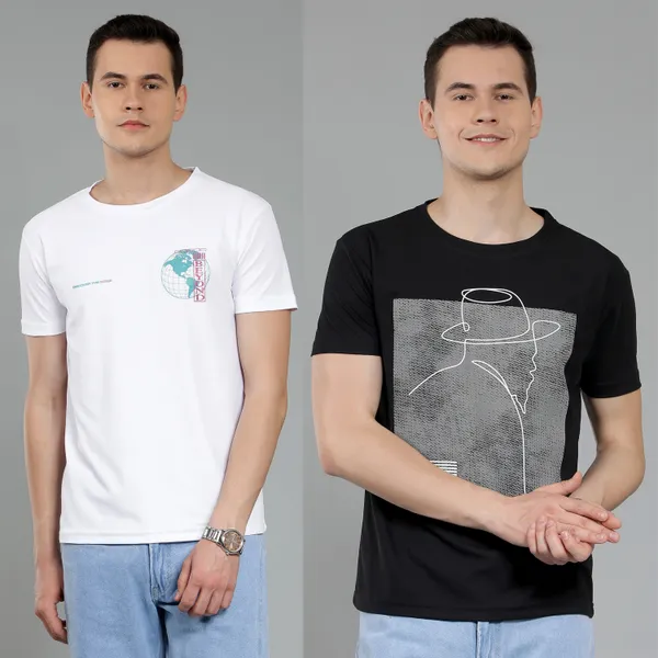 We_Perfect_Printed_Men_Round_Neck_White_Black_T-Shirt
