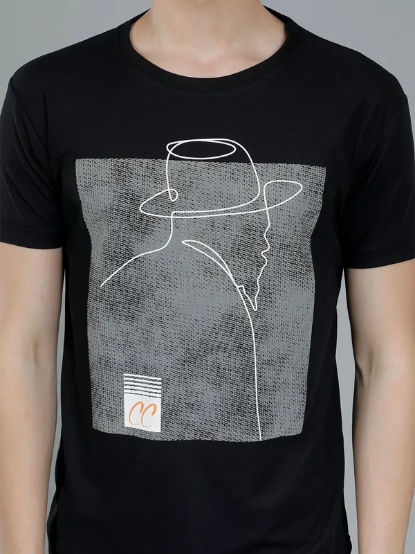 We_Perfect_Printed_Men_Round_Neck_White_Black_T-Shirt
