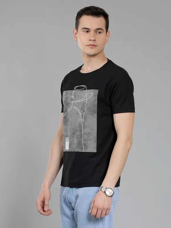 We_Perfect_Printed_Men_Round_Neck_White_Black_T-Shirt
