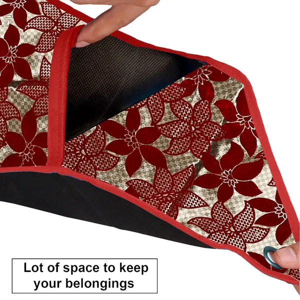 Wall_Hanging_Organizer/Magazine_Holder_With_3_Utility_Pockets_(Material-_Velvet,__Color-_Maroon,__Size-26x9_Inches)