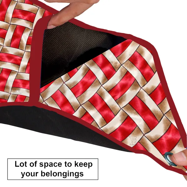 Wall_Hanging_Organizer/Magazine_Holder_With_3_Utility_Pockets_(Material-_Polyester,__Color-_Red,__Size-26x9_Inches)