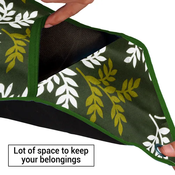 Wall_Hanging_Organizer/Magazine_Holder_With_3_Utility_Pockets_(Material-_Polyester,__Color-_Green,__Size-26x9_Inches)