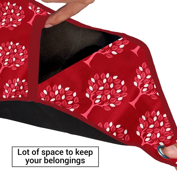 Wall_Hanging_Organizer/Magazine_Holder_With_3_Utility_Pockets_(Material-_Polyester,__Color-_Maroon,__Size-26x9_Inches)