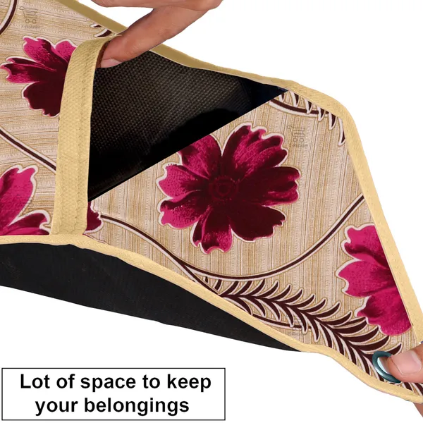 Wall_Hanging_Organizer/Magazine_Holder_With_3_Utility_Pockets_(Material-_Polyester,__Color-_Red,__Size-26x9_Inches)