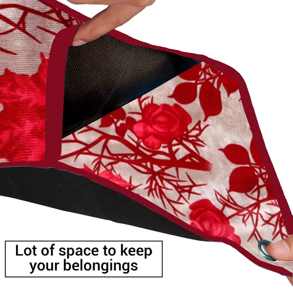 Wall_Hanging_Organizer/Magazine_Holder_With_3_Utility_Pockets_(Material-_Polyester,__Color-_Red,__Size-26x9_Inches)
