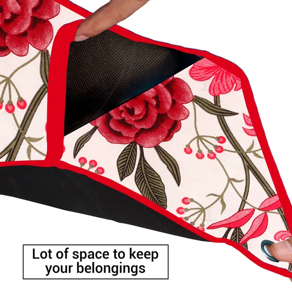 Wall_Hanging_Organizer/Magazine_Holder_With_3_Utility_Pockets_(Material-_Polyester,__Color-_Red,__Size-26x9_Inches)