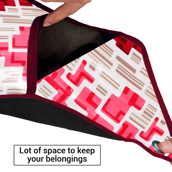 Wall_Hanging_Organizer/Magazine_Holder_With_3_Utility_Pockets_(Material-_Polyester,__Color-_Red,__Size-26x9_Inches)