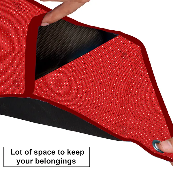 Wall_Hanging_Organizer/Magazine_Holder_With_3_Utility_Pockets_(Material-_Polyester,__Color-_Red,__Size-26x9_Inches)