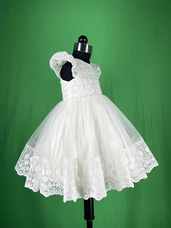 White_Satin_Embroidered_Round_Neck_Dress_For_Girls