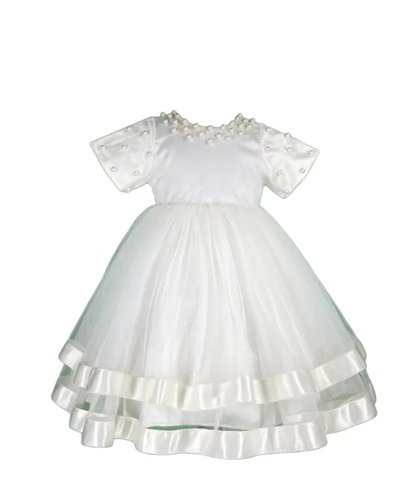 White_Satin_Solid_Round_Neck_Dress_For_Girls