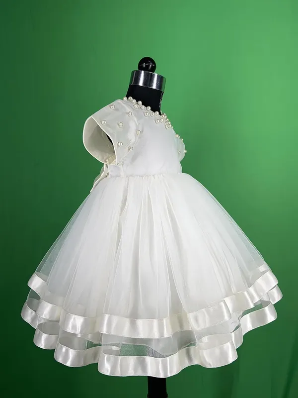 White_Satin_Solid_Round_Neck_Dress_For_Girls