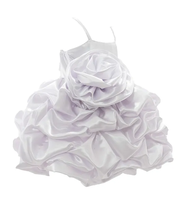 White_Satin_Solid_Square_Neck_Dress_For_Girls
