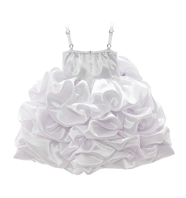 White_Satin_Solid_Square_Neck_Dress_For_Girls