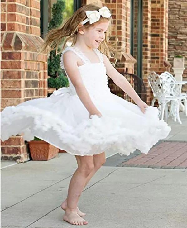 White_Net_Solid_Square_Neck_Dress_For_Girls