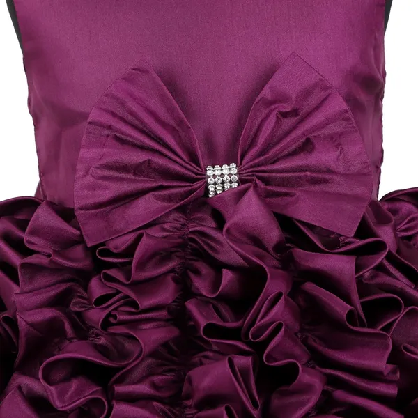Wine_Polysilk_Solid_Round_Neck_Dress_For_Girls
