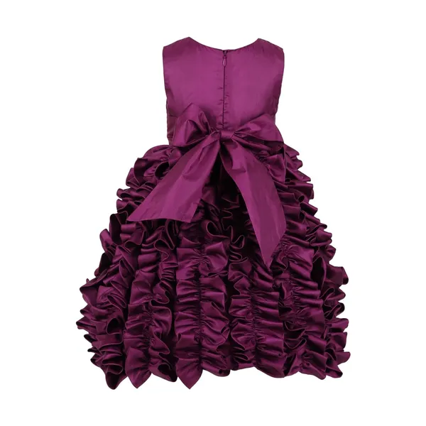 Wine_Polysilk_Solid_Round_Neck_Dress_For_Girls