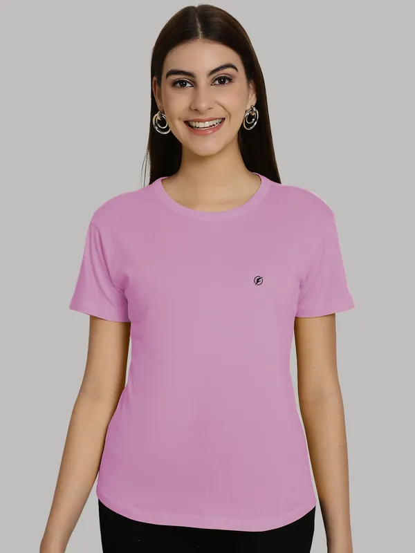 Pack_of_2_Black_&_Purple_Cotton_Round_Neck_T-Shirt_For_Women