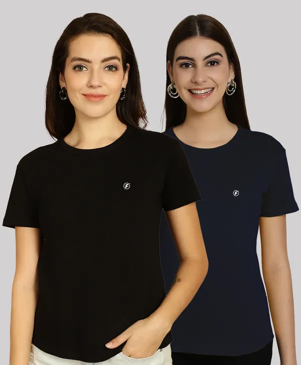 Pack_of_2_Black_&_Navy_Blue_Cotton_Round_Neck_T-Shirt_For_Women