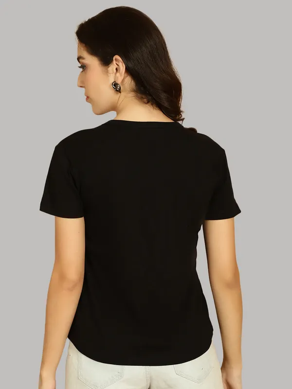 Pack_of_2_Black_&_Sea_Green_Cotton_Round_Neck_T-Shirt_For_Women
