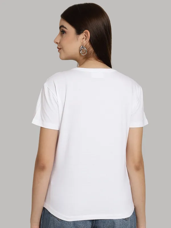 Pack_of_2_White_&_Coral_Cotton_Round_Neck_T-Shirt_For_Women